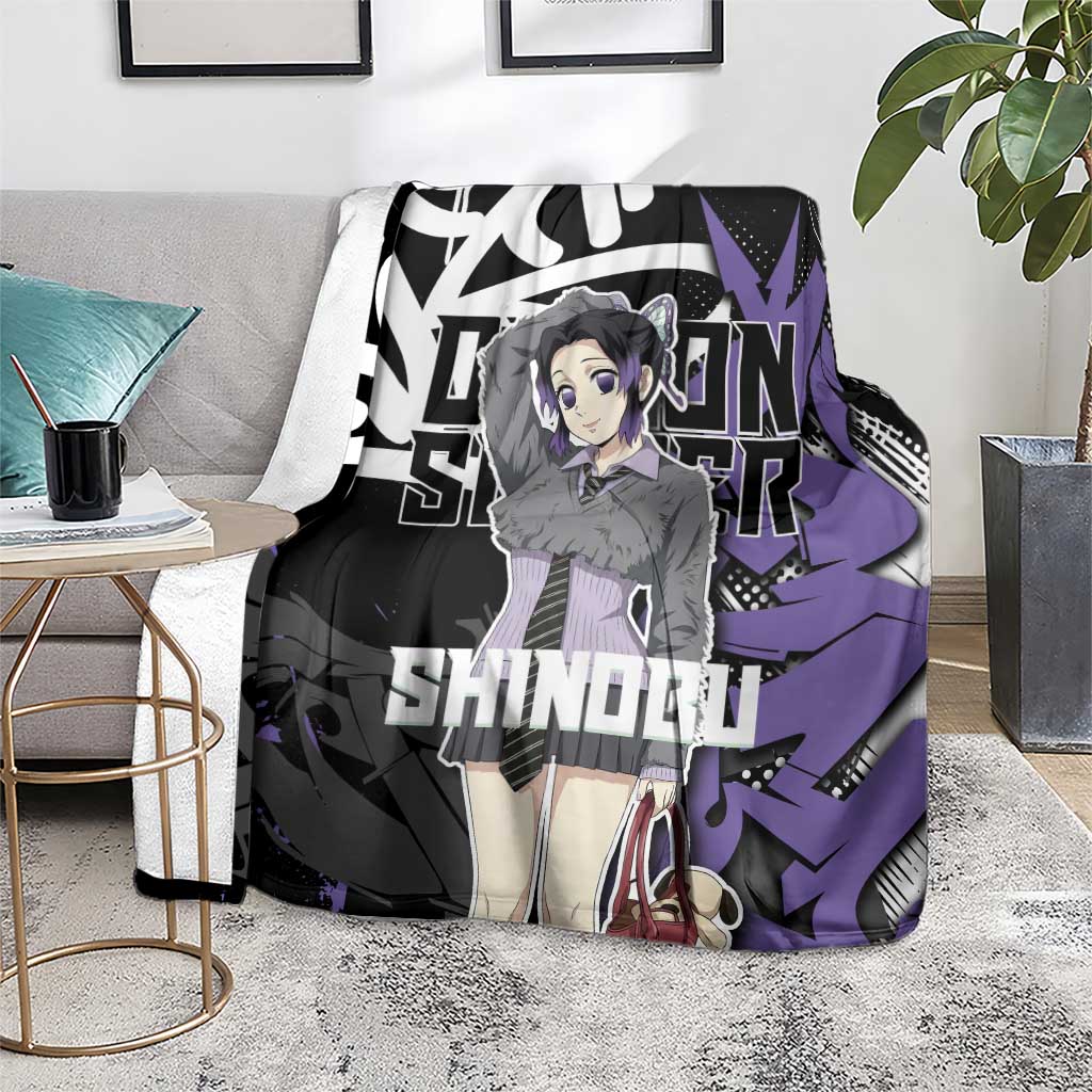 Kocho Shinobu Demon Slayer Blanket Purple & Black Graffiti Anime