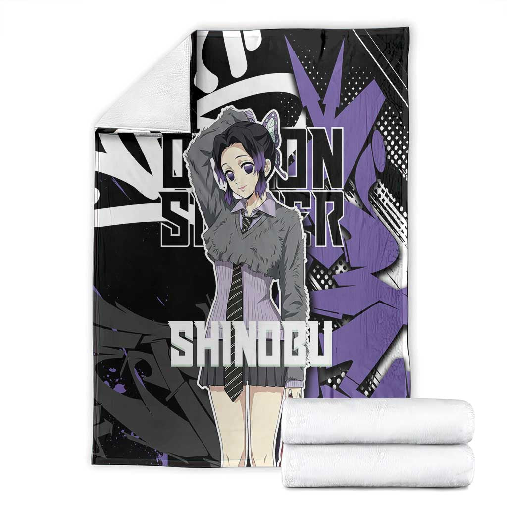 Kocho Shinobu Demon Slayer Blanket Purple & Black Graffiti Anime