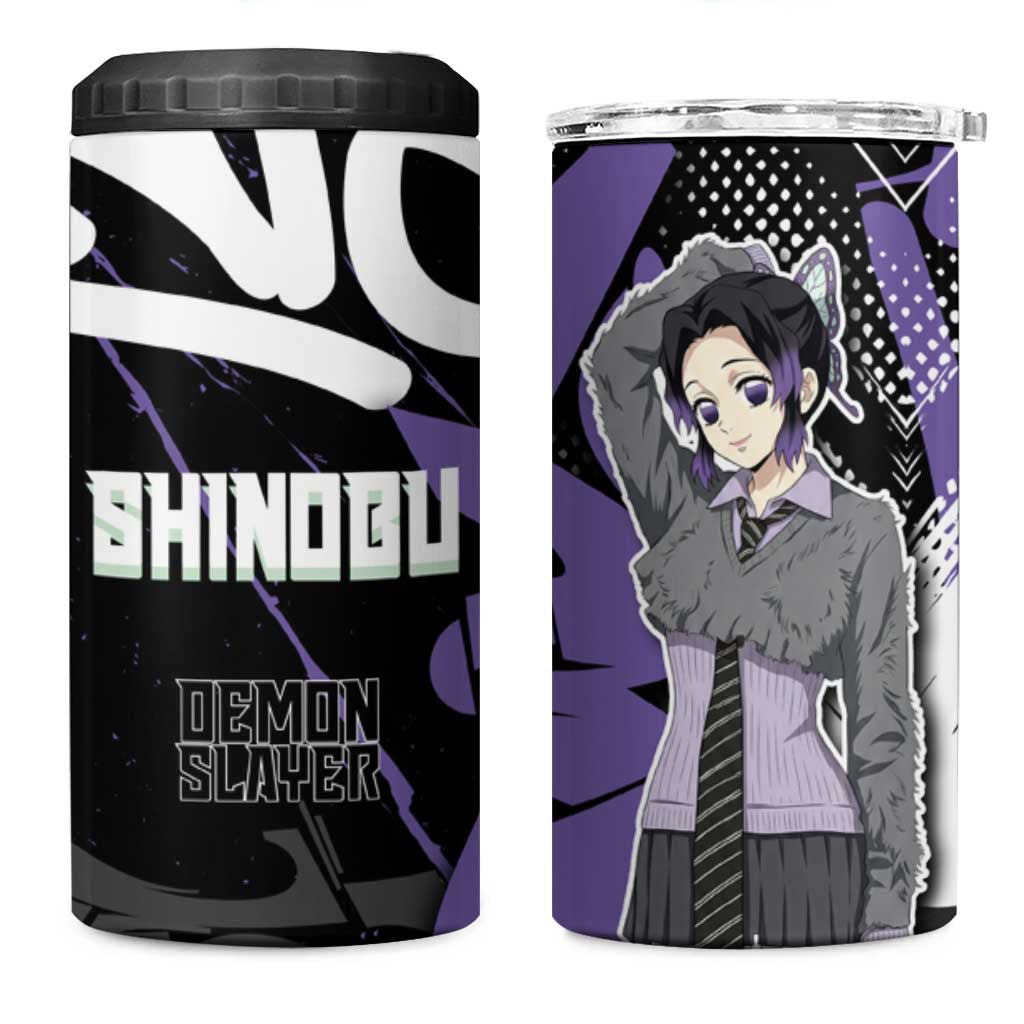 Kocho Shinobu Demon Slayer 4 in 1 Can Cooler Tumbler Purple & Black Graffiti Anime