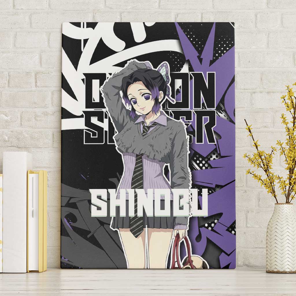 Kocho Shinobu Demon Slayer Canvas Wall Art Purple & Black Graffiti Anime