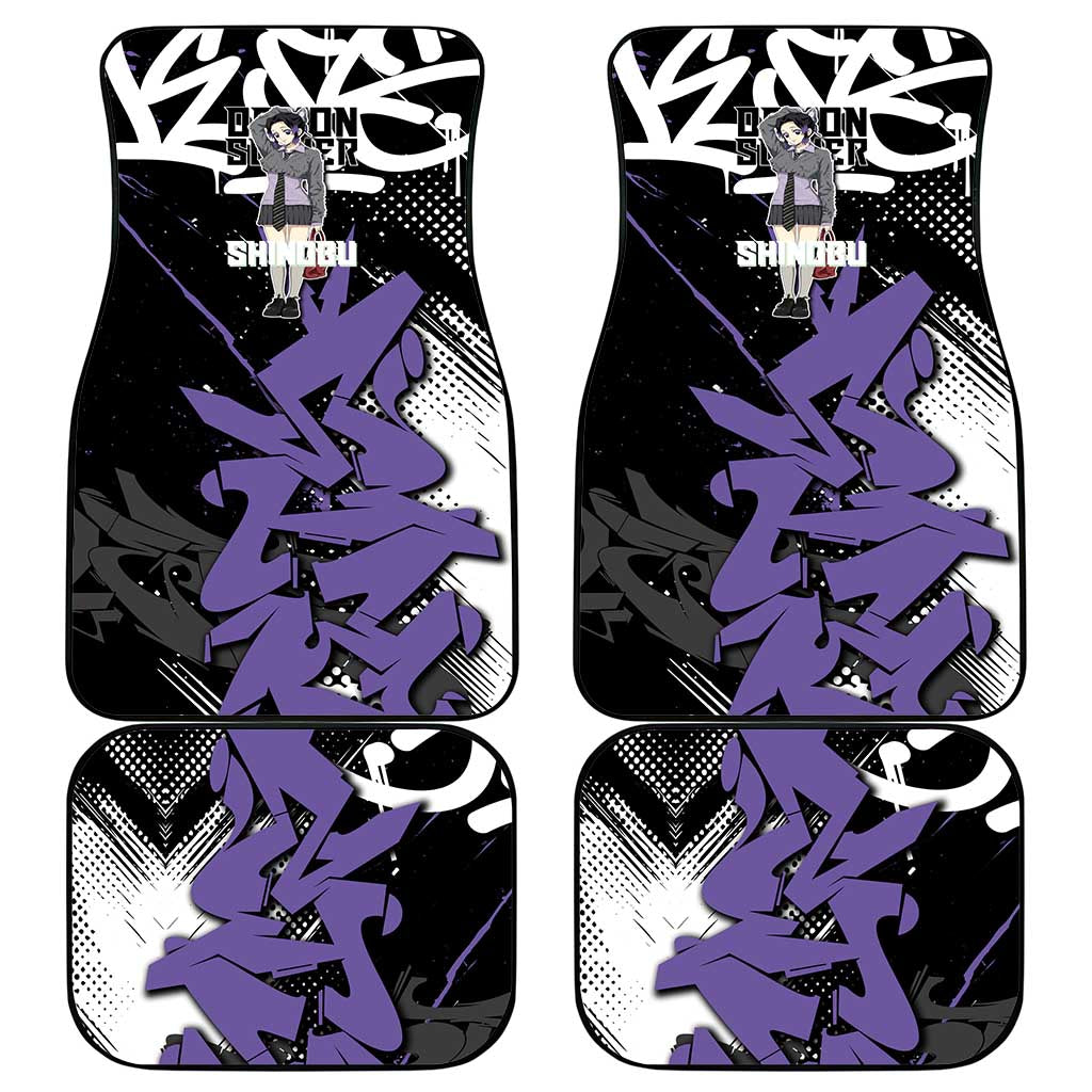 Kocho Shinobu Demon Slayer Car Mats Purple & Black Graffiti Anime