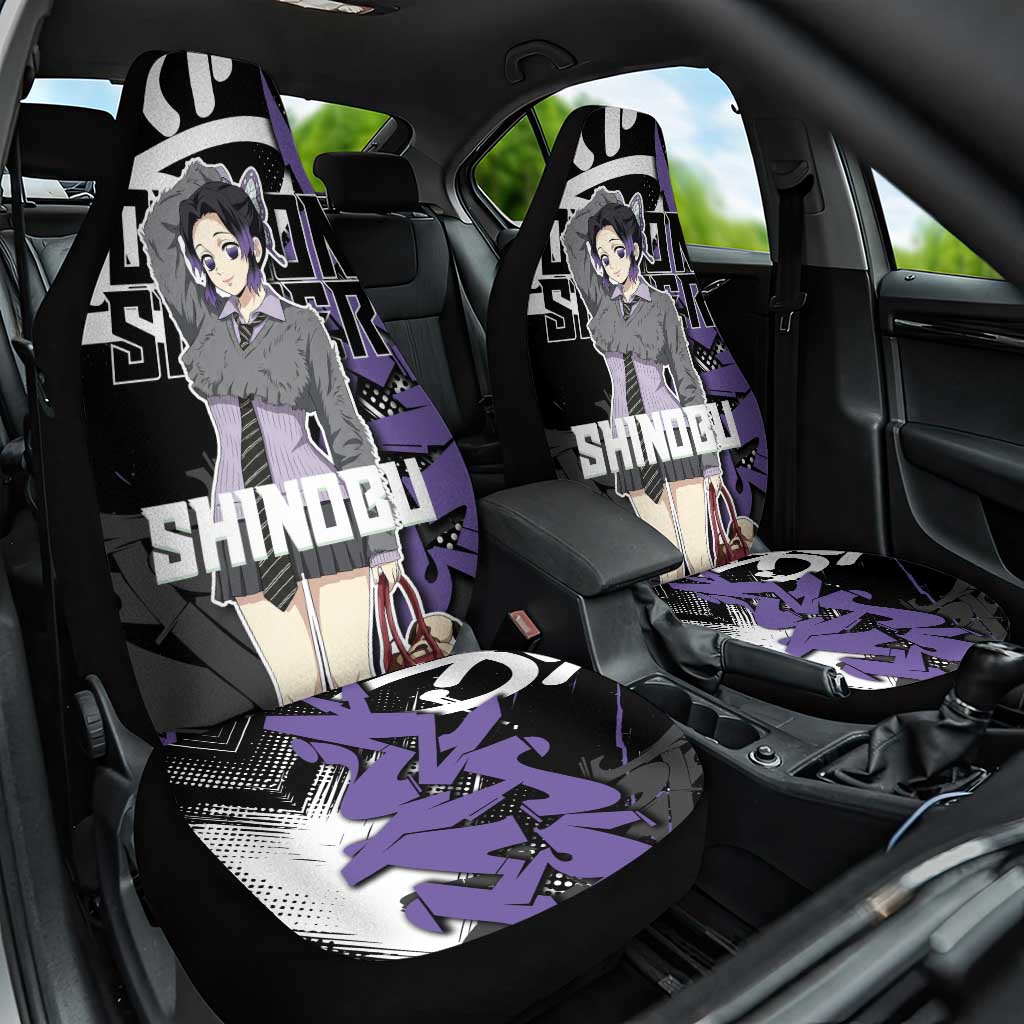 Kocho Shinobu Demon Slayer Car Seat Cover Purple & Black Graffiti Anime