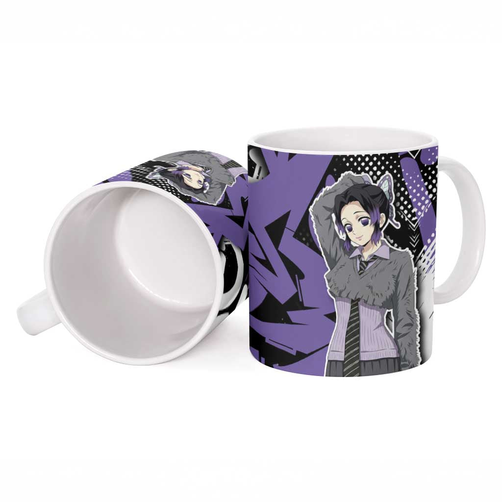 Kocho Shinobu Demon Slayer Ceramic Mug Purple & Black Graffiti Anime