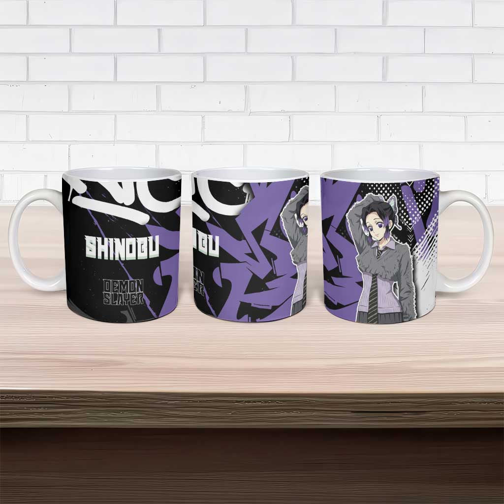 Kocho Shinobu Demon Slayer Ceramic Mug Purple & Black Graffiti Anime