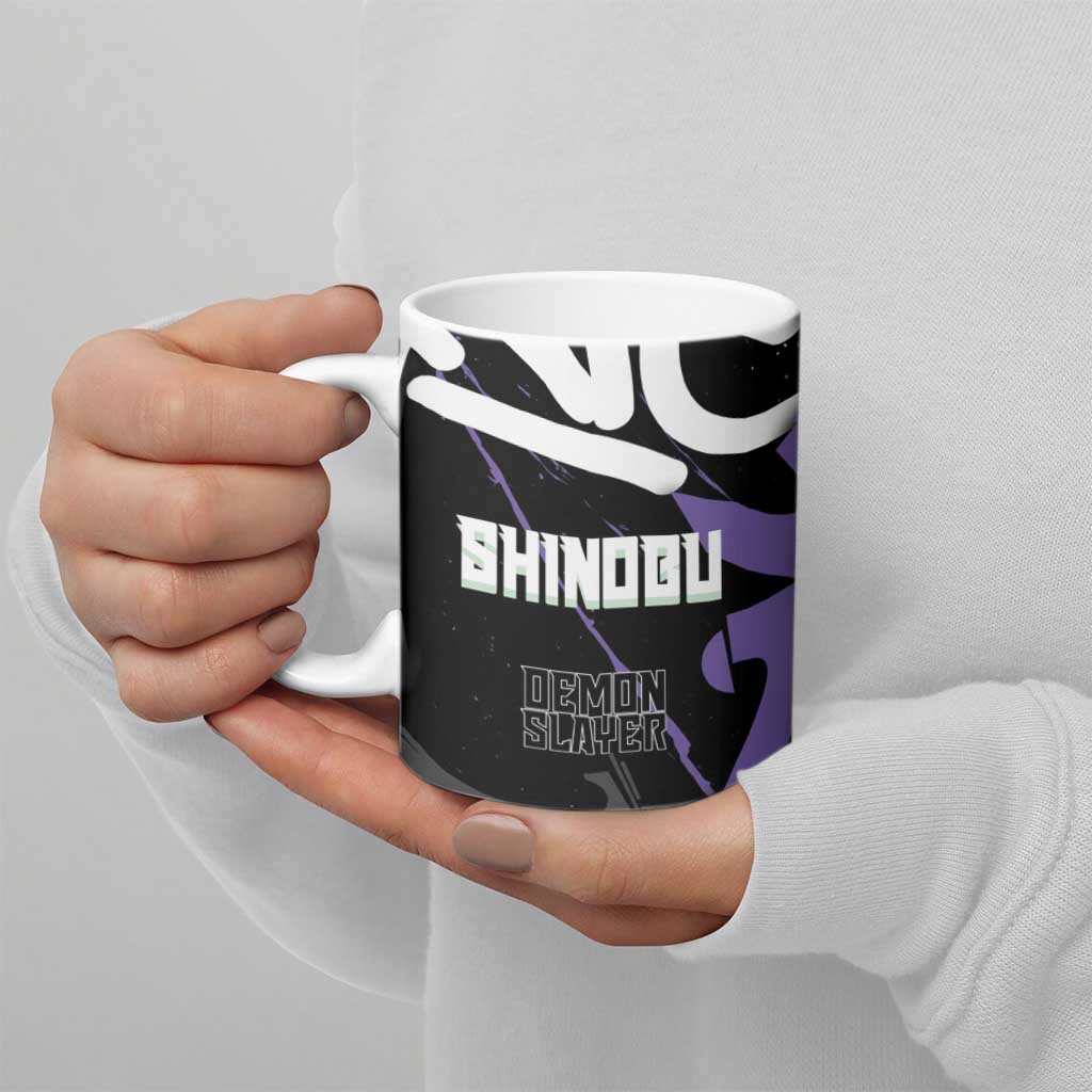 Kocho Shinobu Demon Slayer Ceramic Mug Purple & Black Graffiti Anime