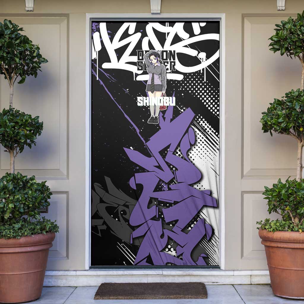 Kocho Shinobu Demon Slayer Door Cover Purple & Black Graffiti Anime