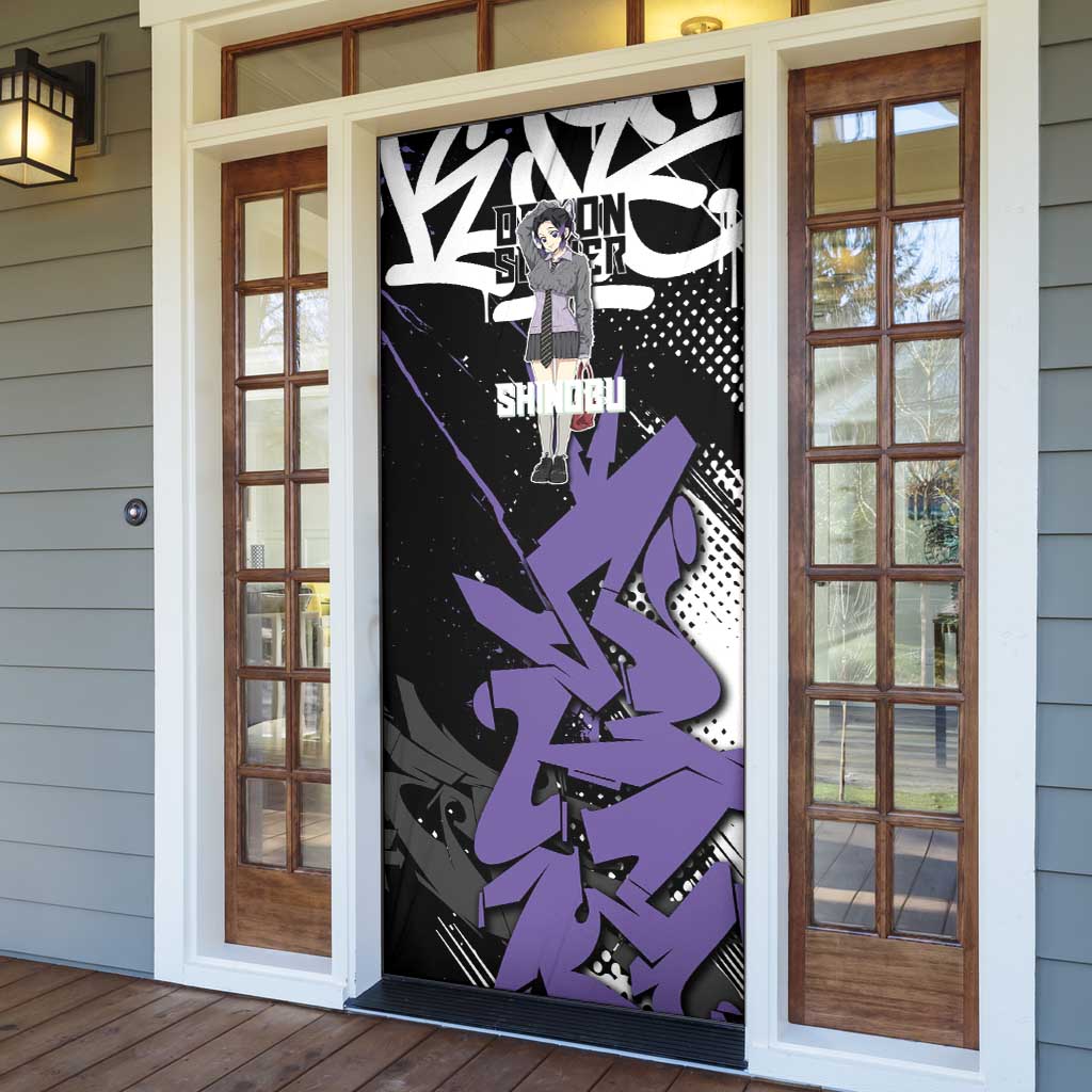Kocho Shinobu Demon Slayer Door Cover Purple & Black Graffiti Anime