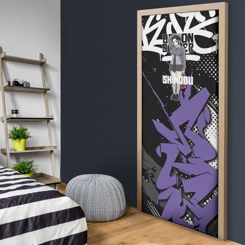 Kocho Shinobu Demon Slayer Door Cover Purple & Black Graffiti Anime