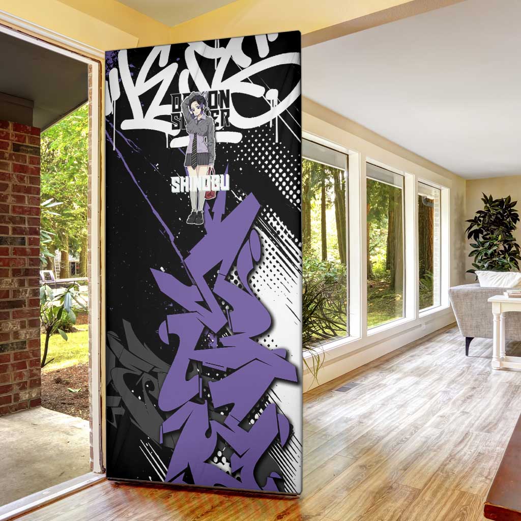 Kocho Shinobu Demon Slayer Door Cover Purple & Black Graffiti Anime