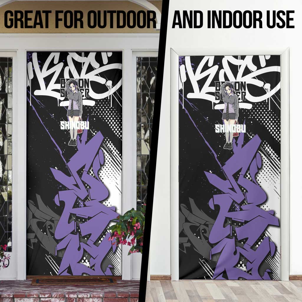 Kocho Shinobu Demon Slayer Door Cover Purple & Black Graffiti Anime