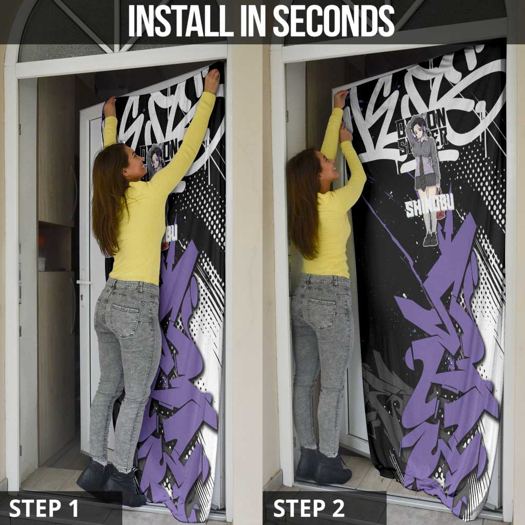 Kocho Shinobu Demon Slayer Door Cover Purple & Black Graffiti Anime