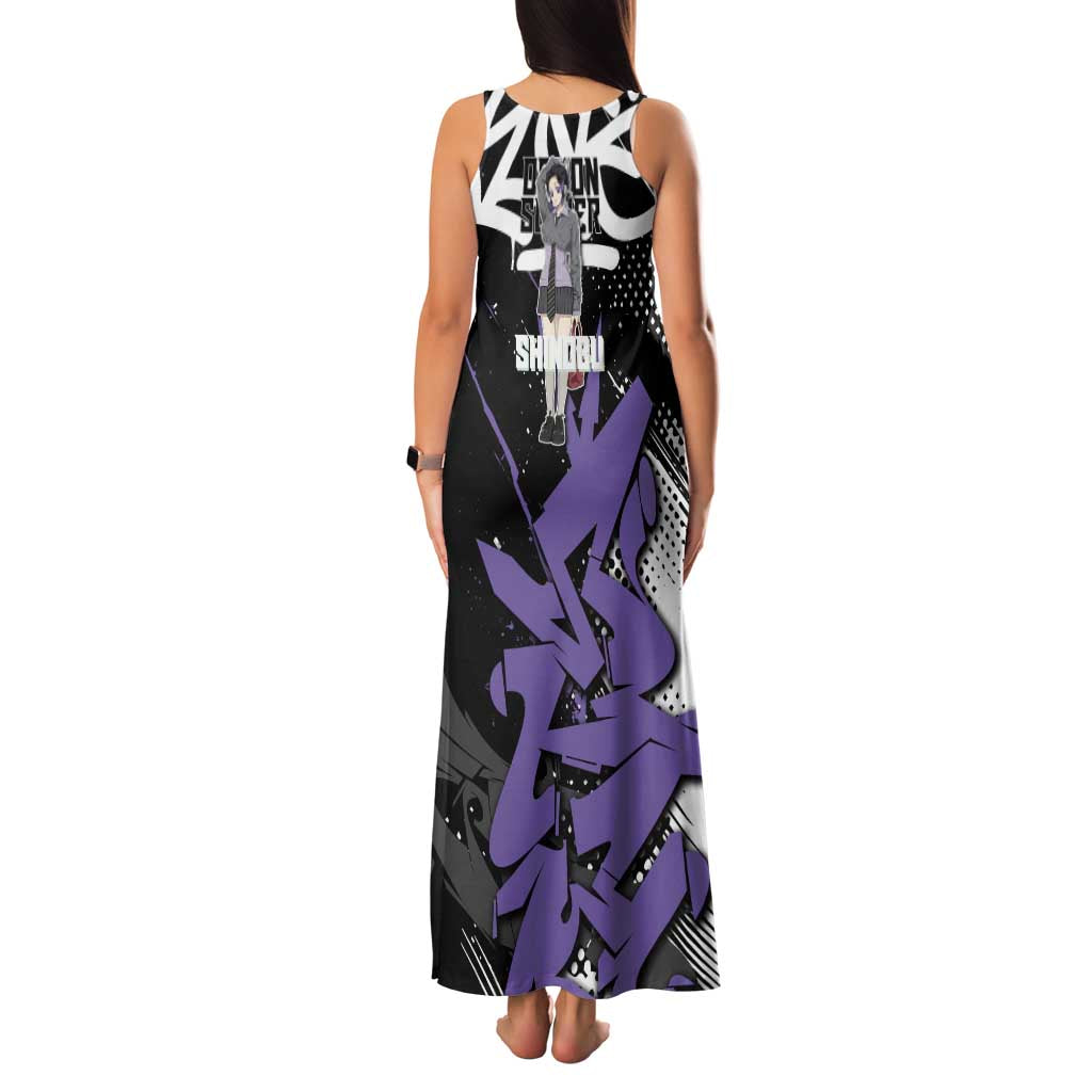 Kocho Shinobu Demon Slayer Family Matching Tank Maxi Dress and Hawaiian Shirt Purple & Black Graffiti Anime