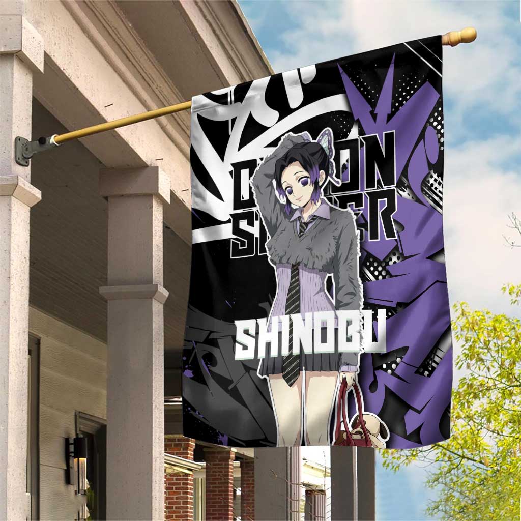 Kocho Shinobu Demon Slayer Garden Flag Purple & Black Graffiti Anime