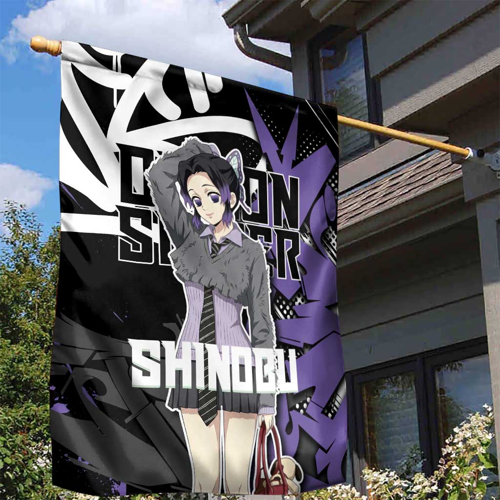 Kocho Shinobu Demon Slayer Garden Flag Purple & Black Graffiti Anime