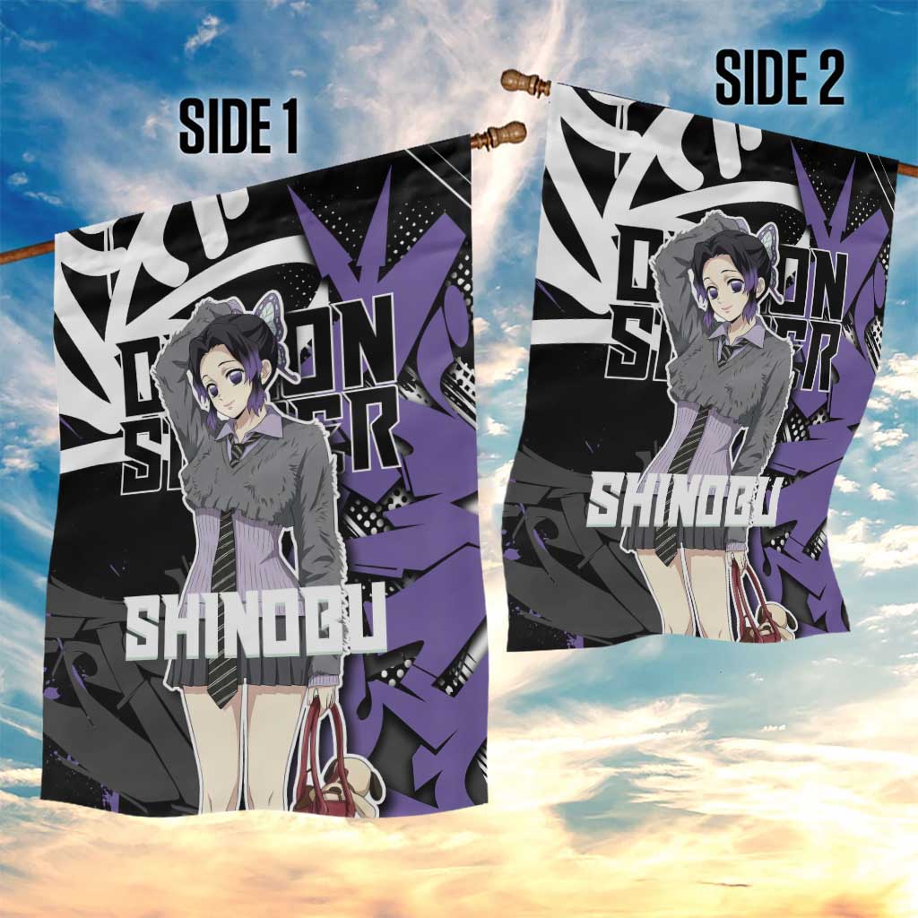 Kocho Shinobu Demon Slayer Garden Flag Purple & Black Graffiti Anime