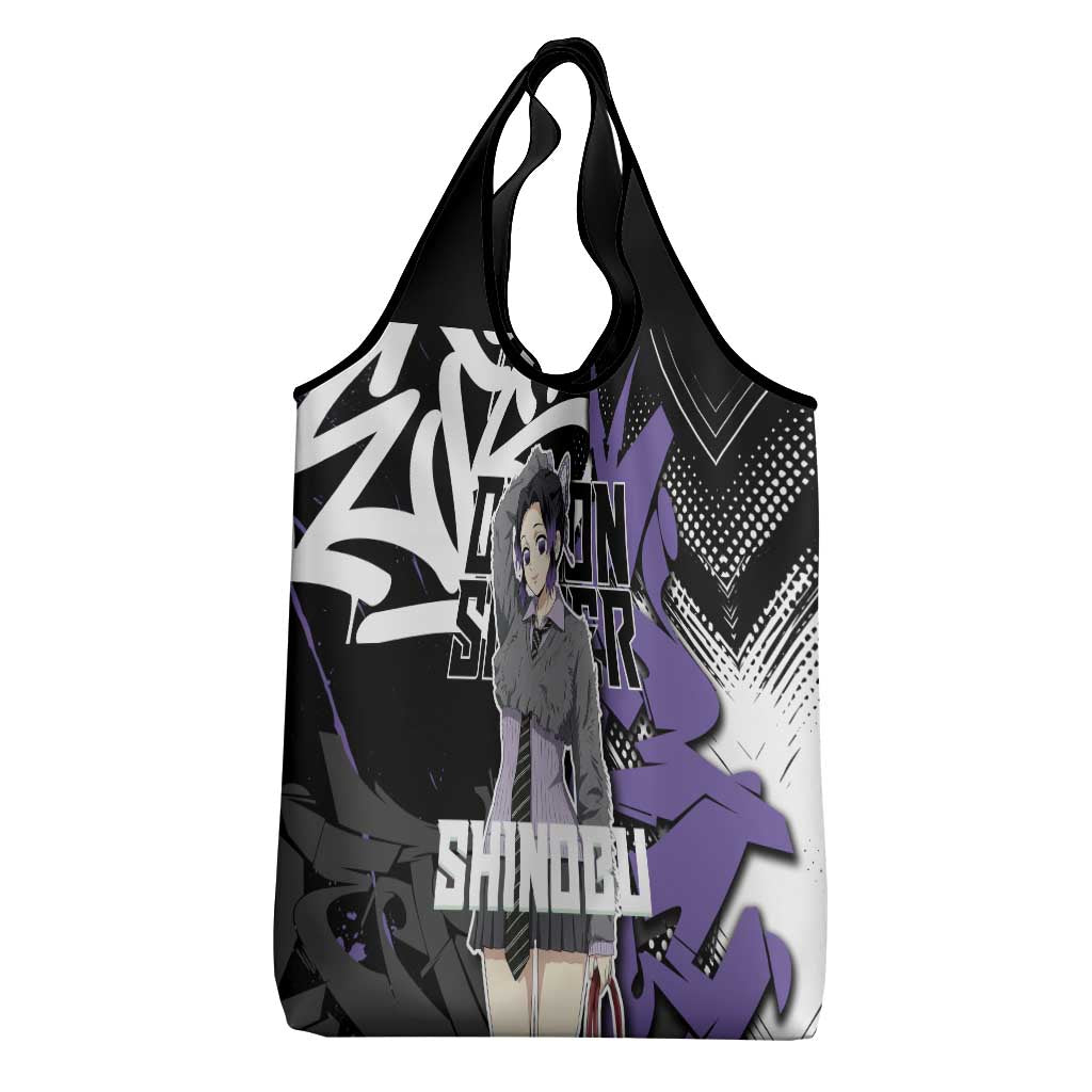 Kocho Shinobu Demon Slayer Grocery Bag Purple & Black Graffiti Anime