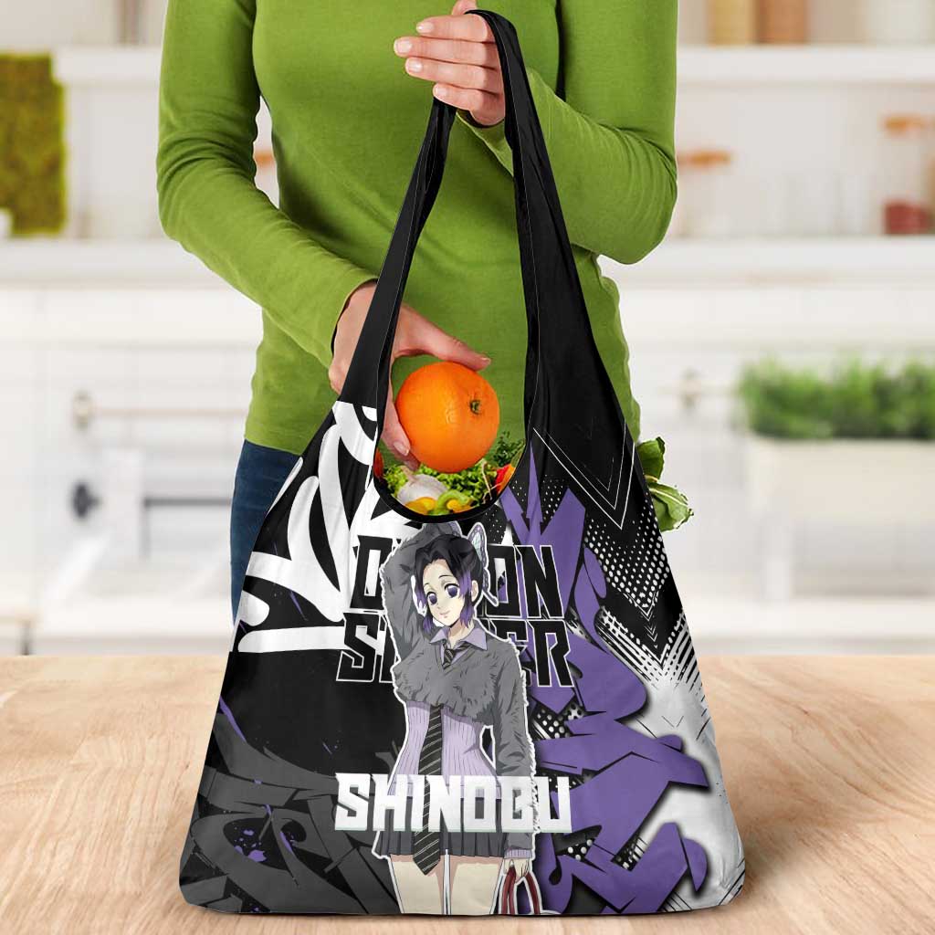 Kocho Shinobu Demon Slayer Grocery Bag Purple & Black Graffiti Anime