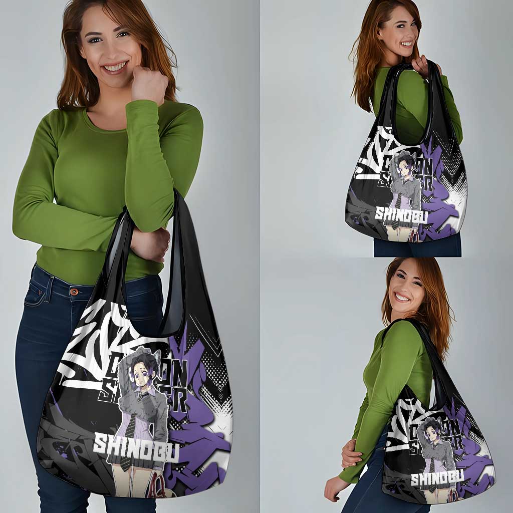 Kocho Shinobu Demon Slayer Grocery Bag Purple & Black Graffiti Anime