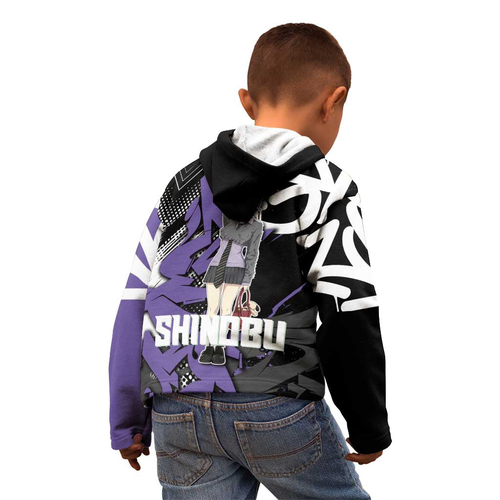 Kocho Shinobu Demon Slayer Kid Hoodie Purple & Black Graffiti Anime