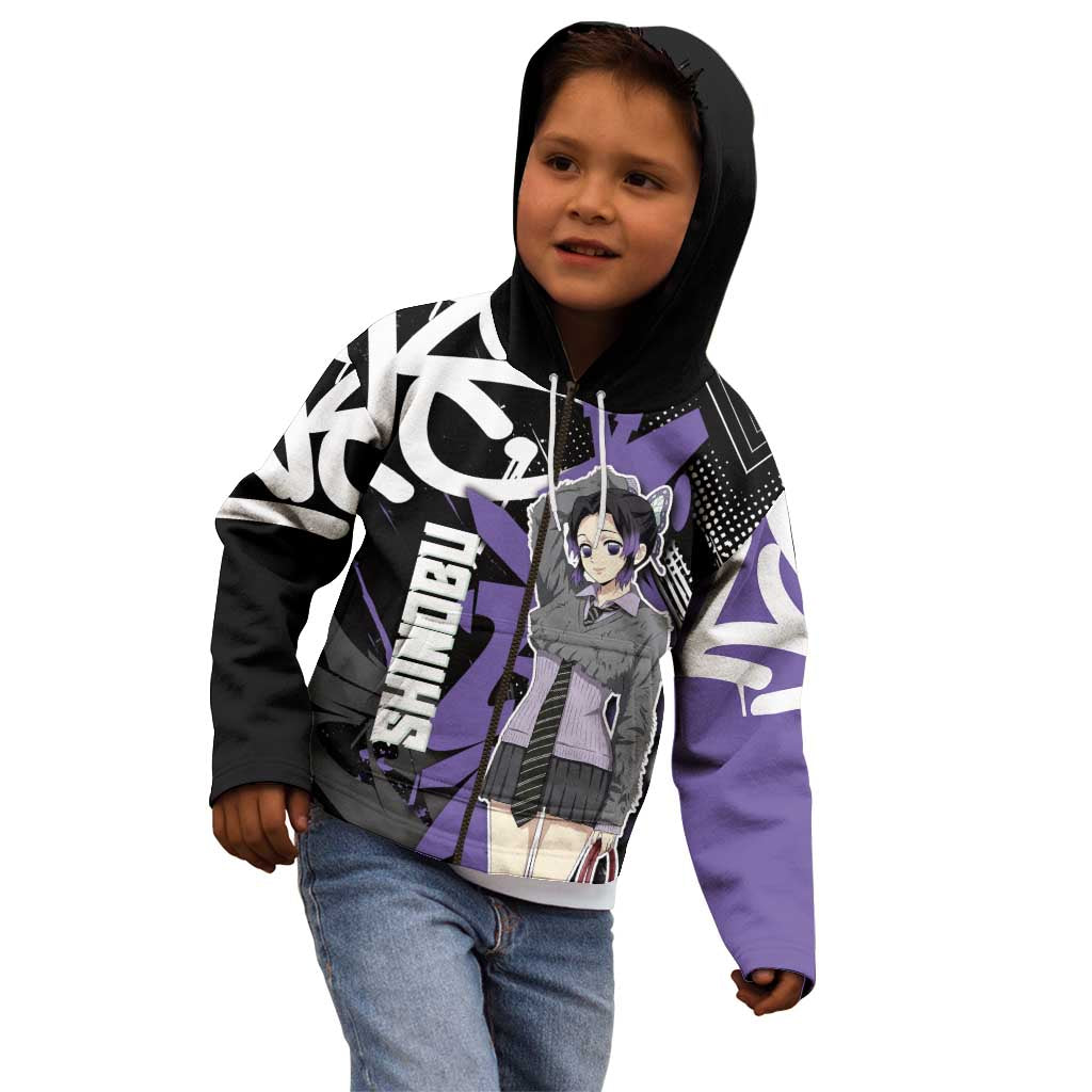 Kocho Shinobu Demon Slayer Kid Hoodie Purple & Black Graffiti Anime