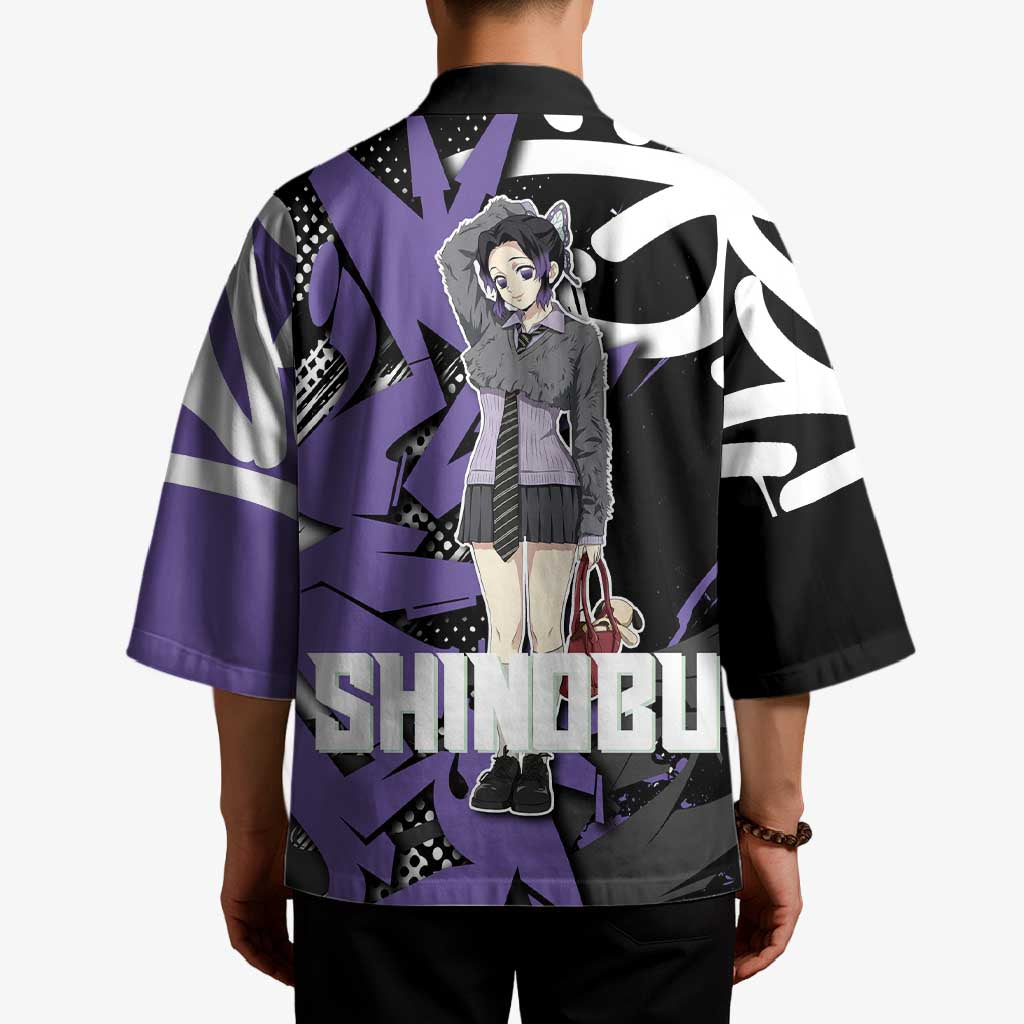 Kocho Shinobu Demon Slayer Kimono Purple & Black Graffiti Anime
