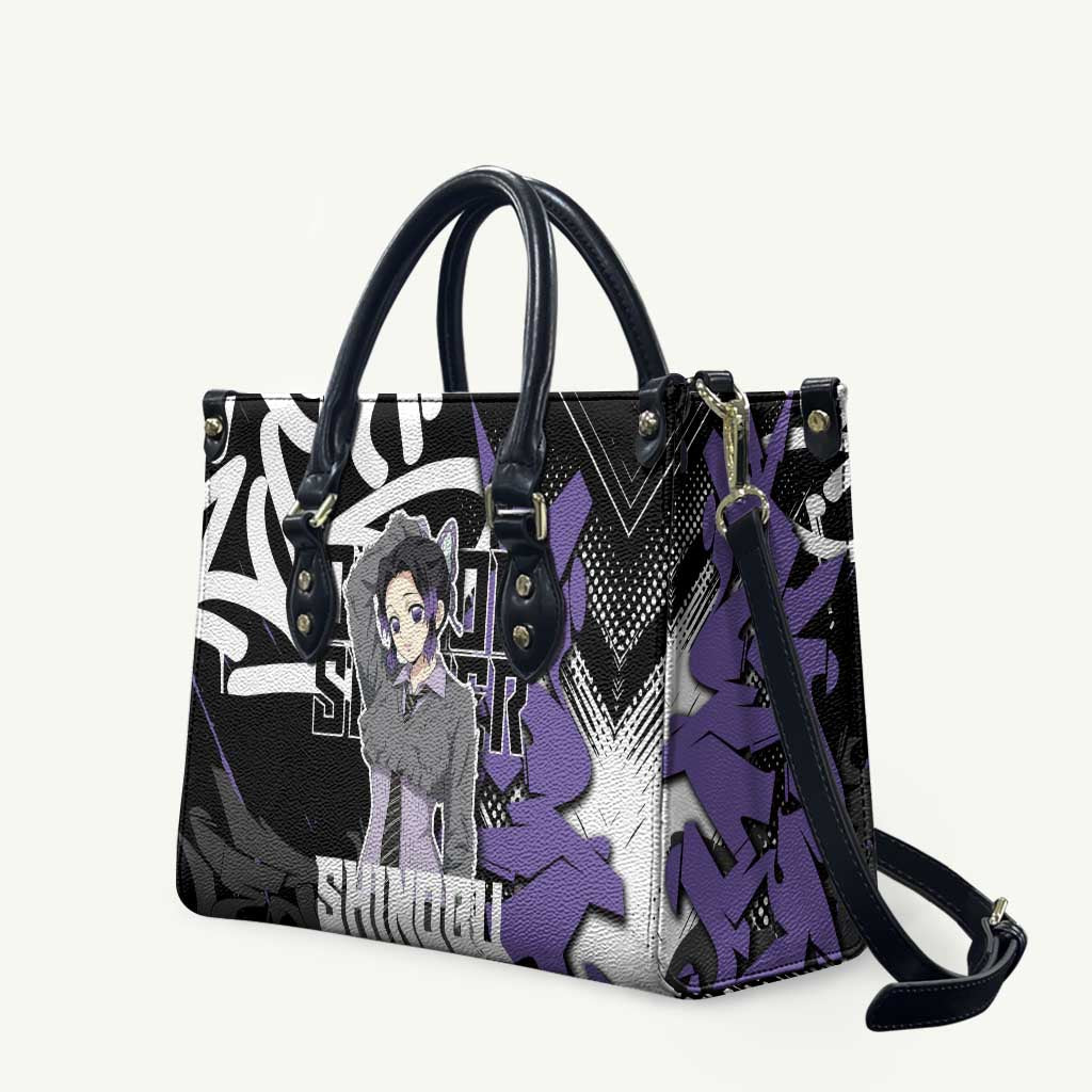 Kocho Shinobu Demon Slayer Leather Bag Purple & Black Graffiti Anime