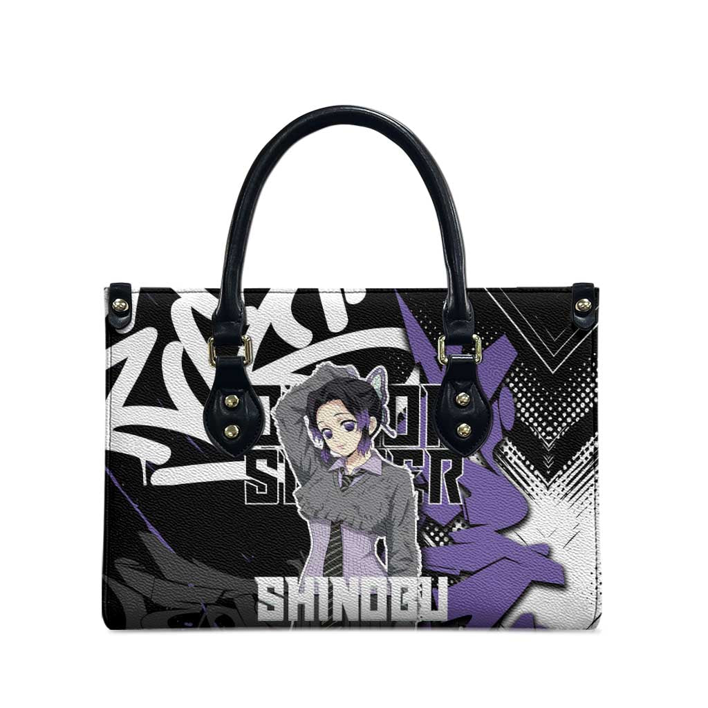 Kocho Shinobu Demon Slayer Leather Bag Purple & Black Graffiti Anime