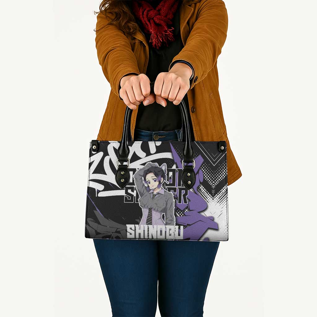 Kocho Shinobu Demon Slayer Leather Bag Purple & Black Graffiti Anime