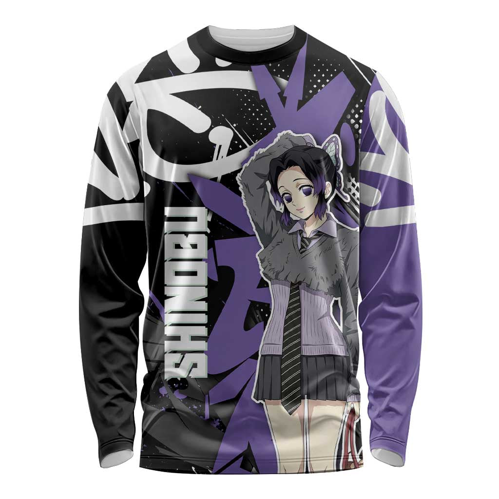 Kocho Shinobu Demon Slayer Long Sleeve Shirt Purple & Black Graffiti Anime