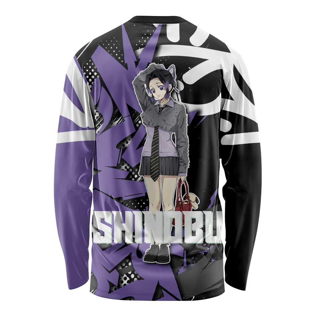 Kocho Shinobu Demon Slayer Long Sleeve Shirt Purple & Black Graffiti Anime