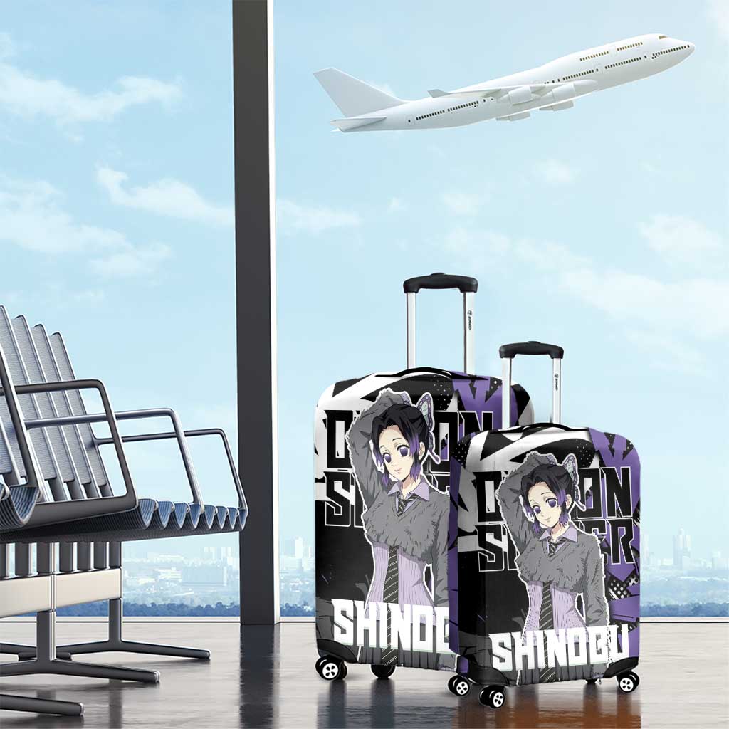 Kocho Shinobu Demon Slayer Luggage Cover Purple & Black Graffiti Anime