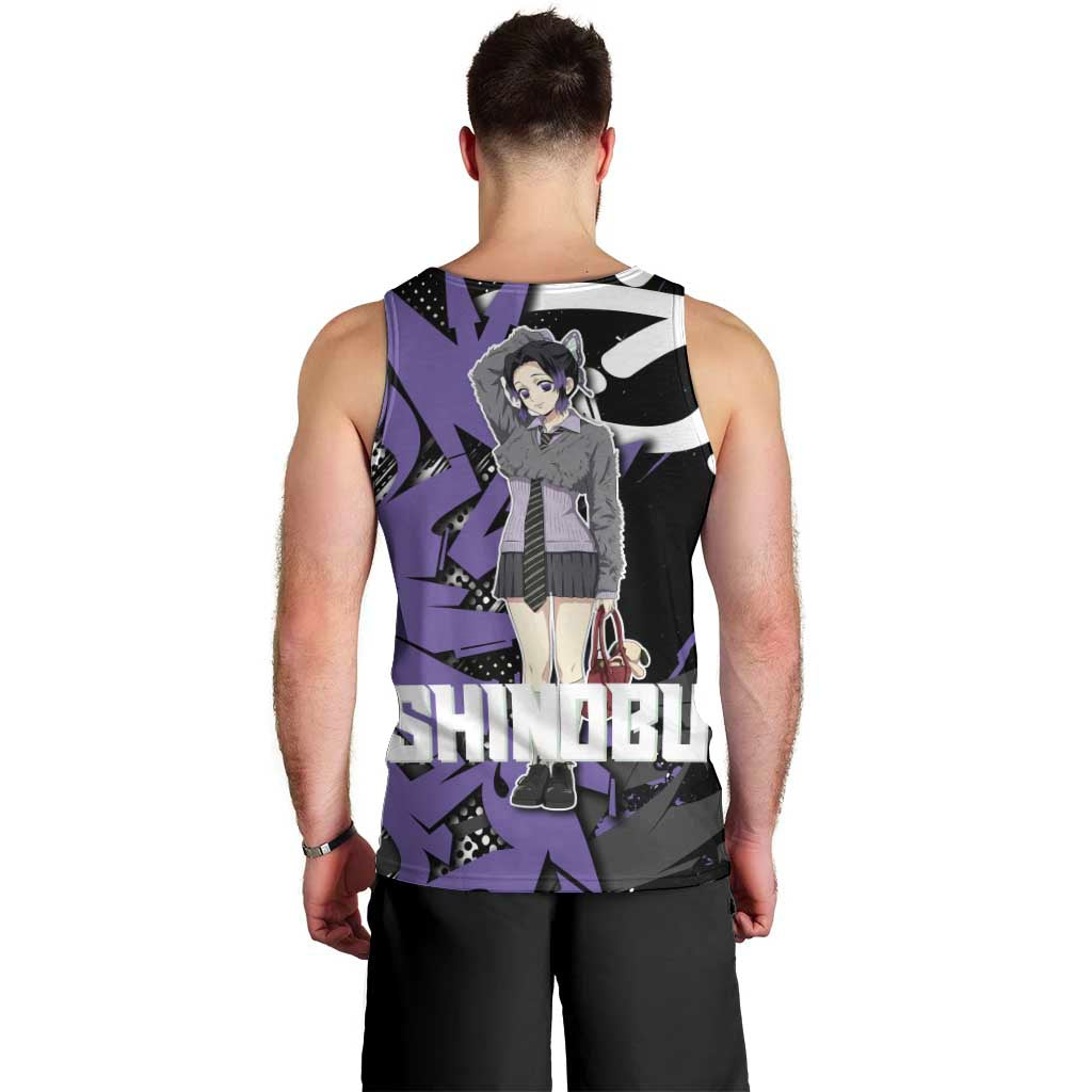 Kocho Shinobu Demon Slayer Men Tank Top Purple & Black Graffiti Anime