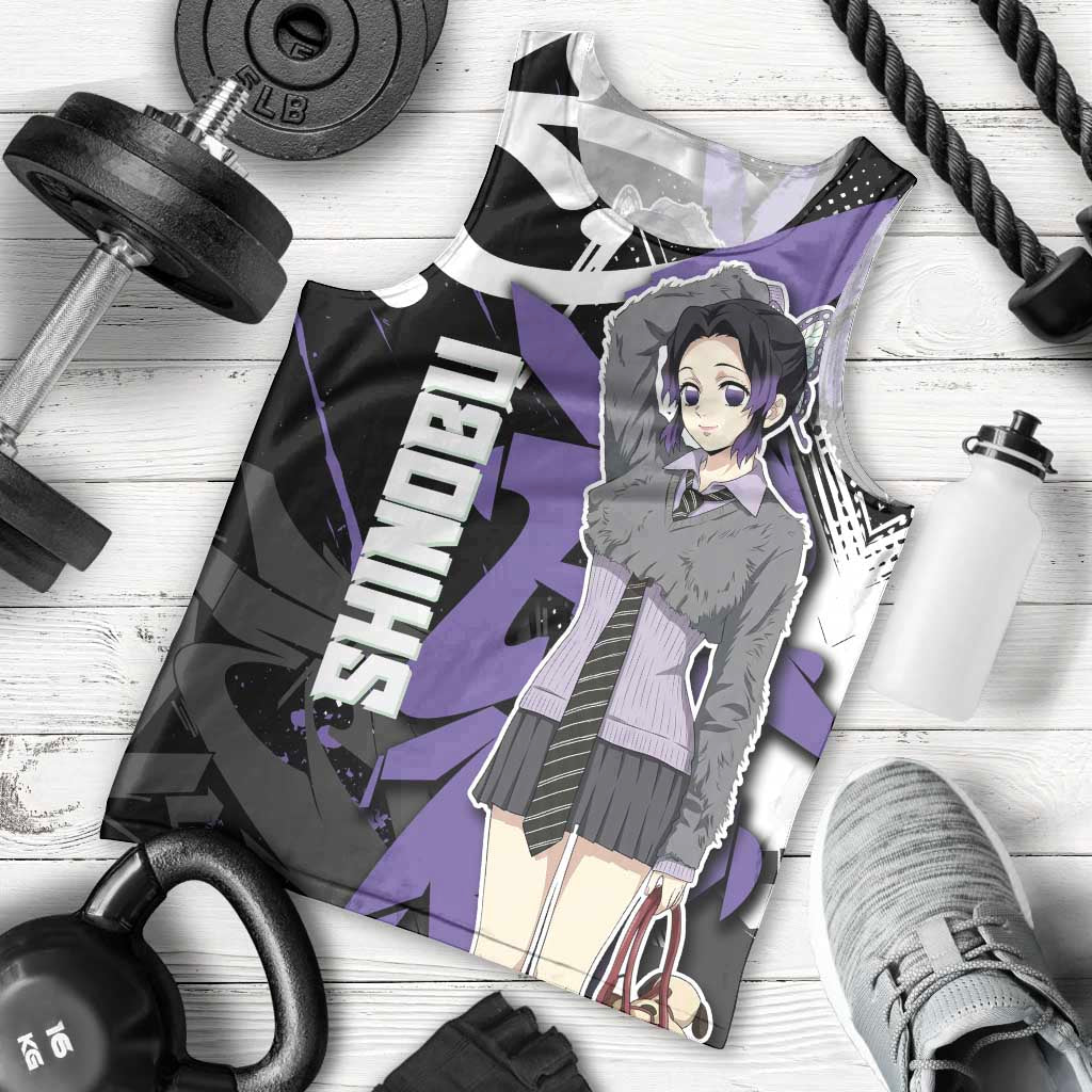 Kocho Shinobu Demon Slayer Men Tank Top Purple & Black Graffiti Anime