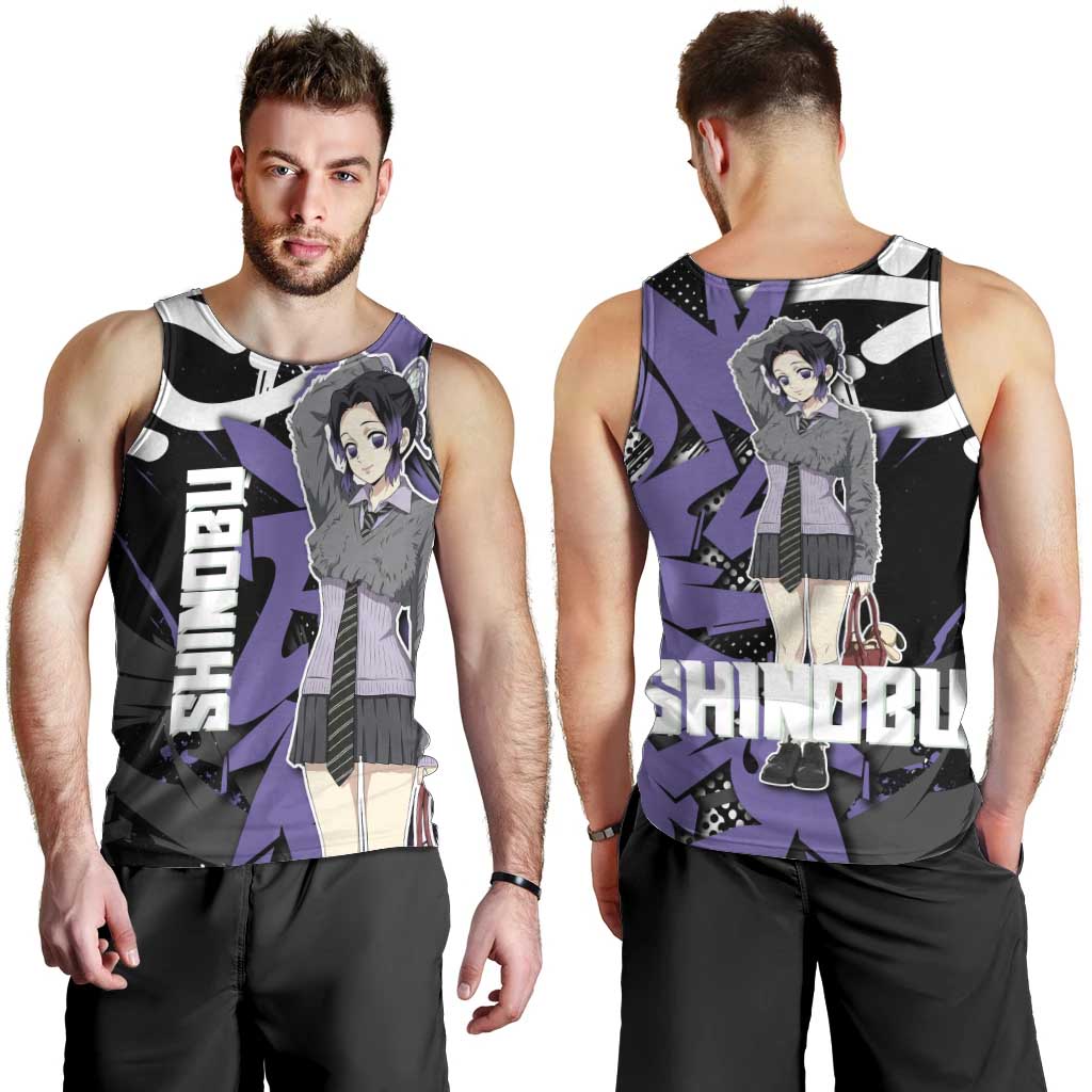 Kocho Shinobu Demon Slayer Men Tank Top Purple & Black Graffiti Anime