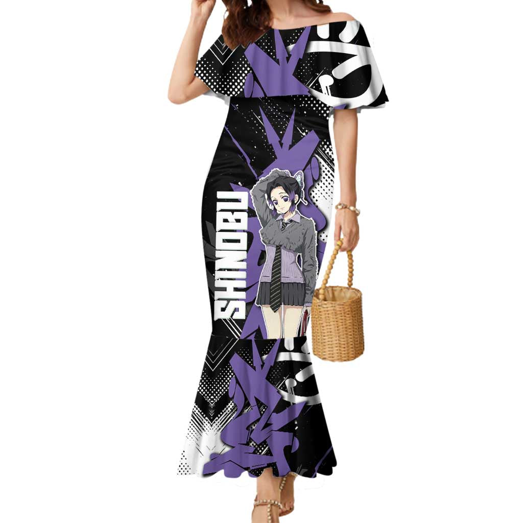 Kocho Shinobu Demon Slayer Mermaid Dress Purple & Black Graffiti Anime