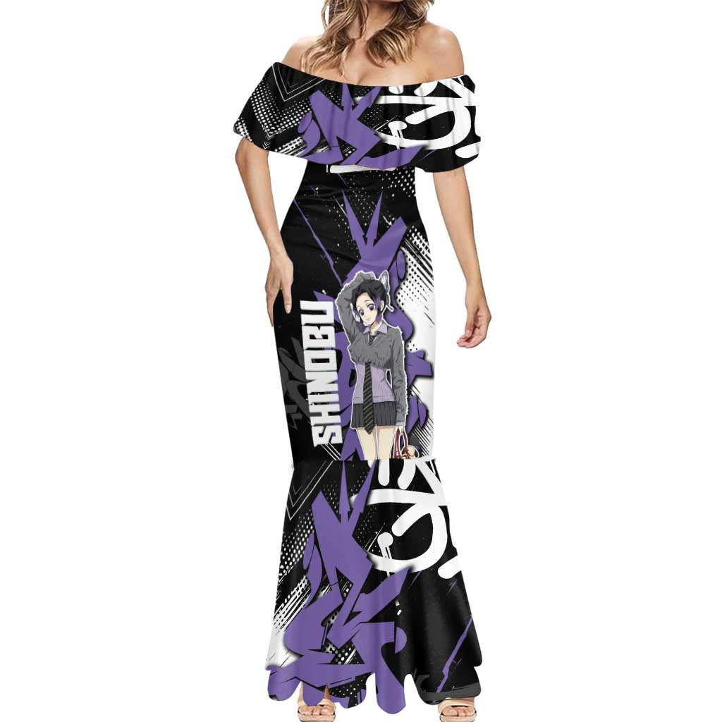 Kocho Shinobu Demon Slayer Mermaid Dress Purple & Black Graffiti Anime
