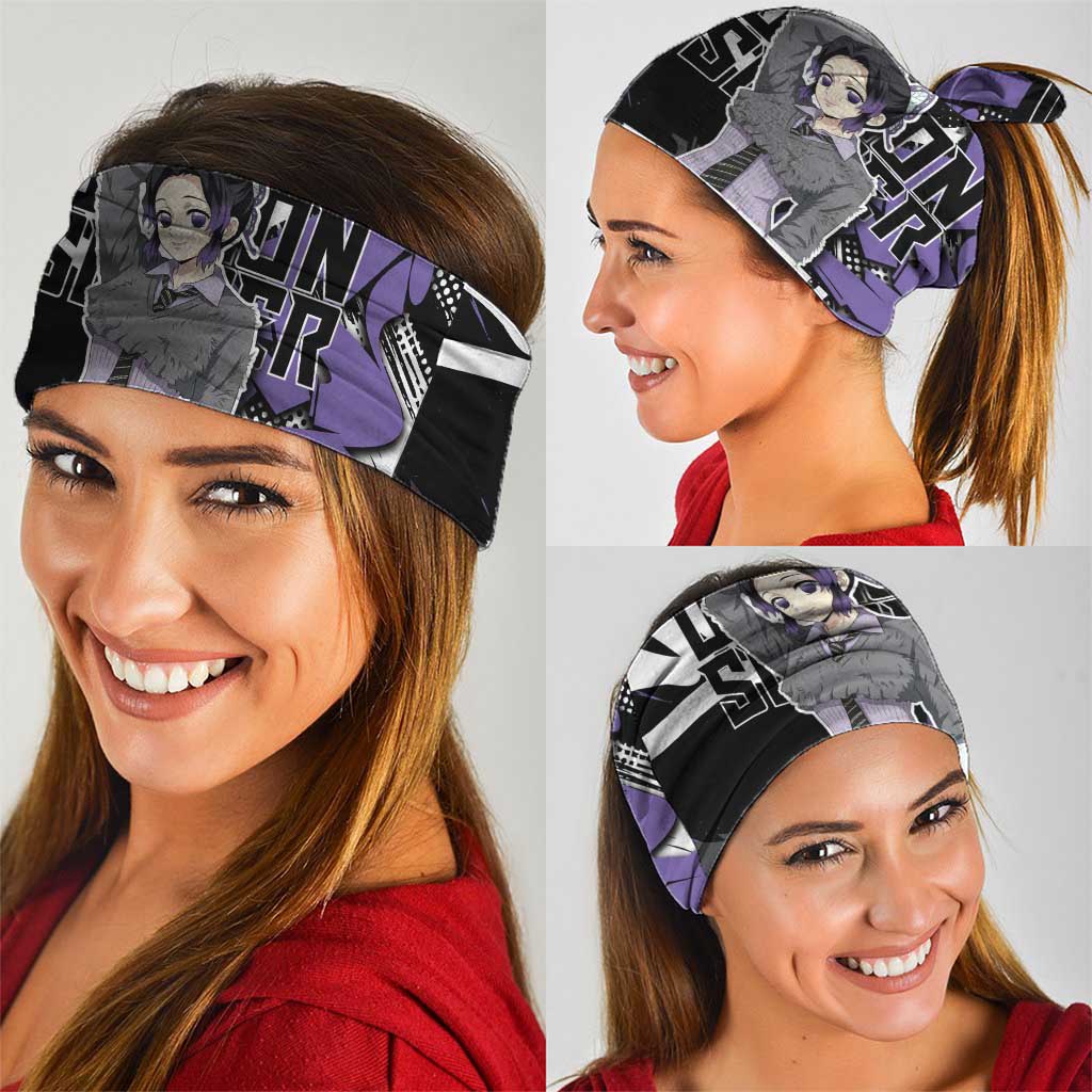 Kocho Shinobu Demon Slayer Neck Gaiter Purple & Black Graffiti Anime