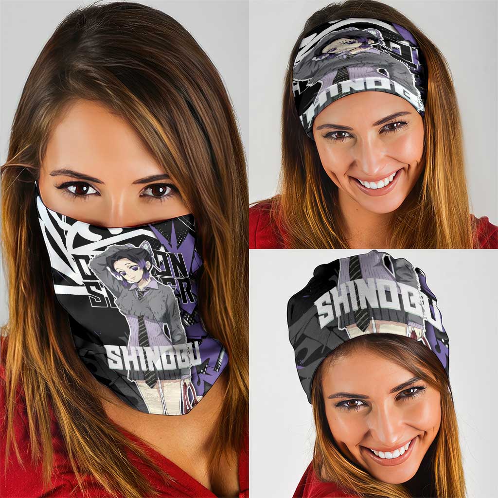 Kocho Shinobu Demon Slayer Neck Gaiter Purple & Black Graffiti Anime