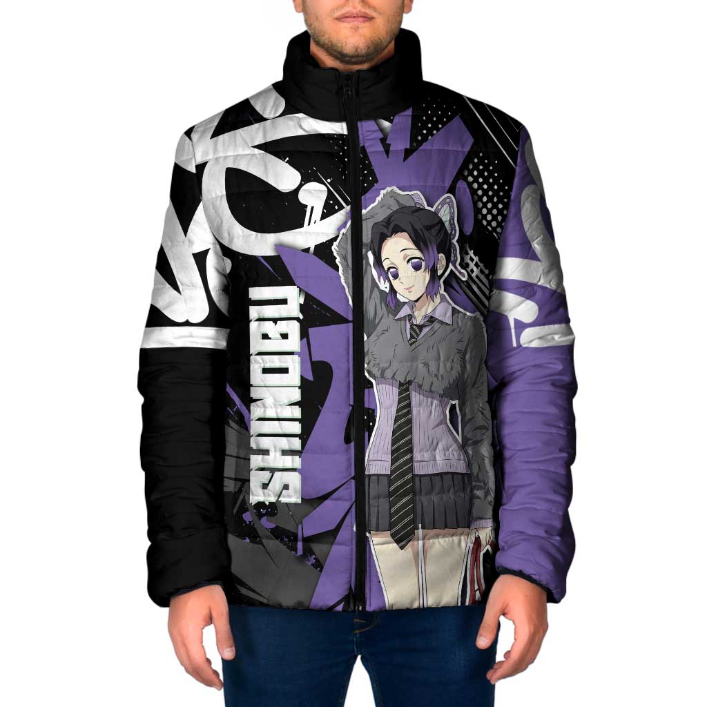 Kocho Shinobu Demon Slayer Padded Jacket Purple & Black Graffiti Anime