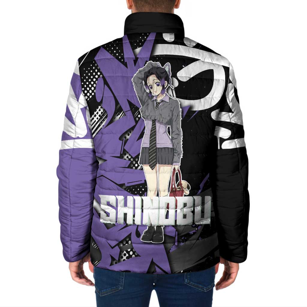 Kocho Shinobu Demon Slayer Padded Jacket Purple & Black Graffiti Anime