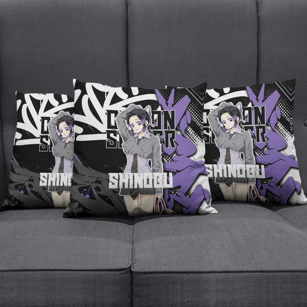 Kocho Shinobu Demon Slayer Pillow Cover Purple & Black Graffiti Anime