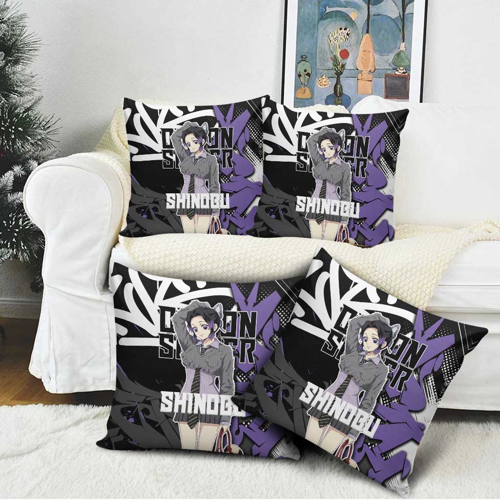 Kocho Shinobu Demon Slayer Pillow Cover Purple & Black Graffiti Anime