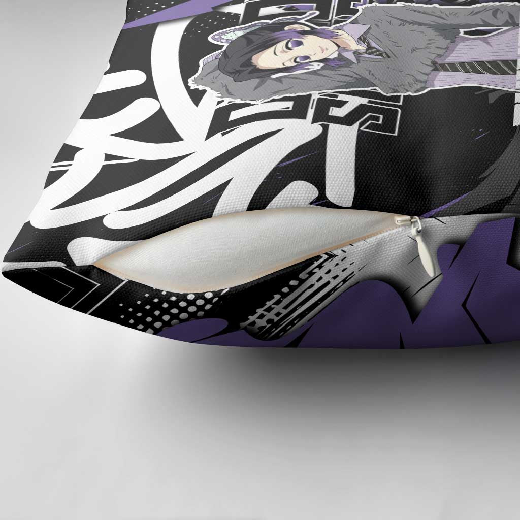 Kocho Shinobu Demon Slayer Pillow Cover Purple & Black Graffiti Anime