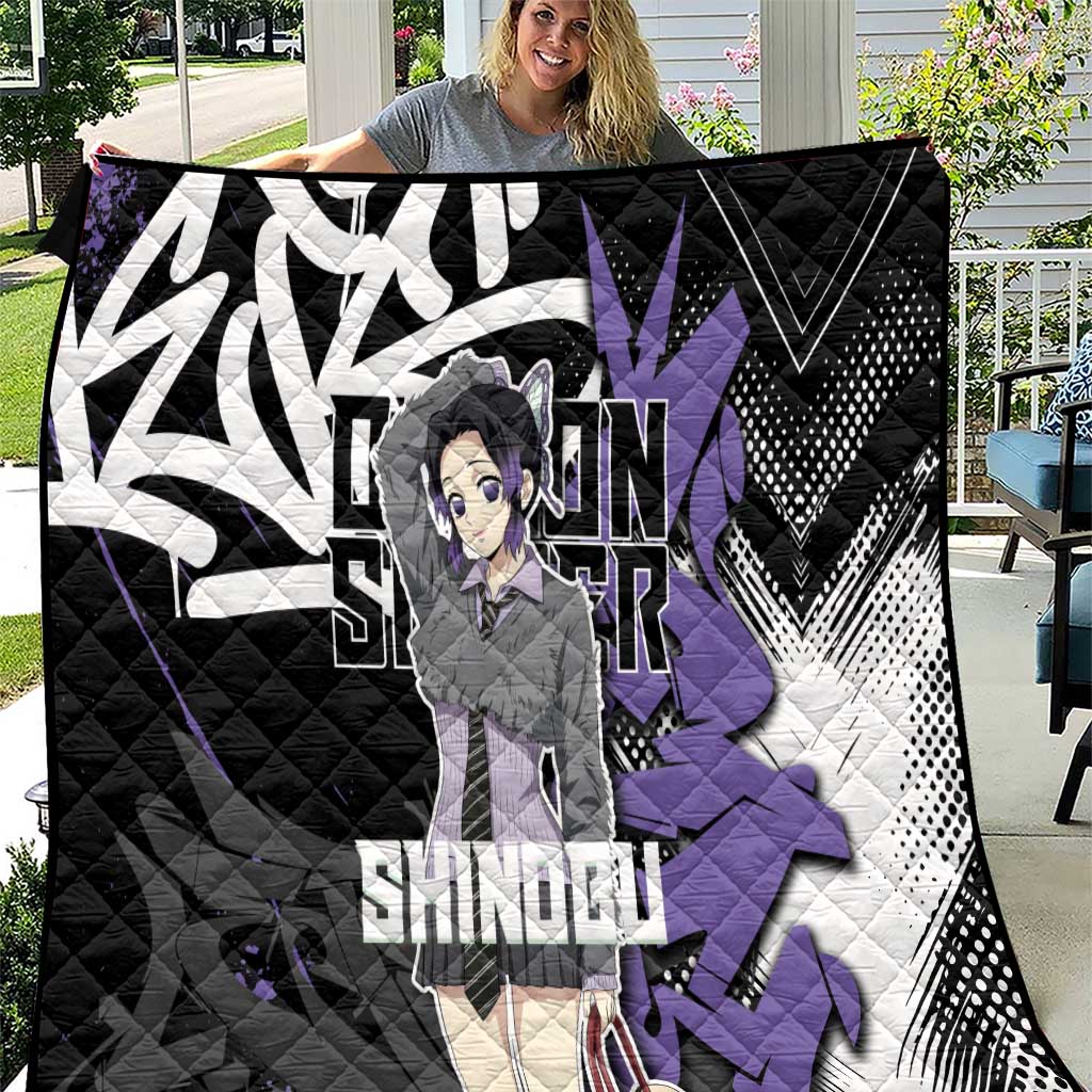 Kocho Shinobu Demon Slayer Quilt Purple & Black Graffiti Anime