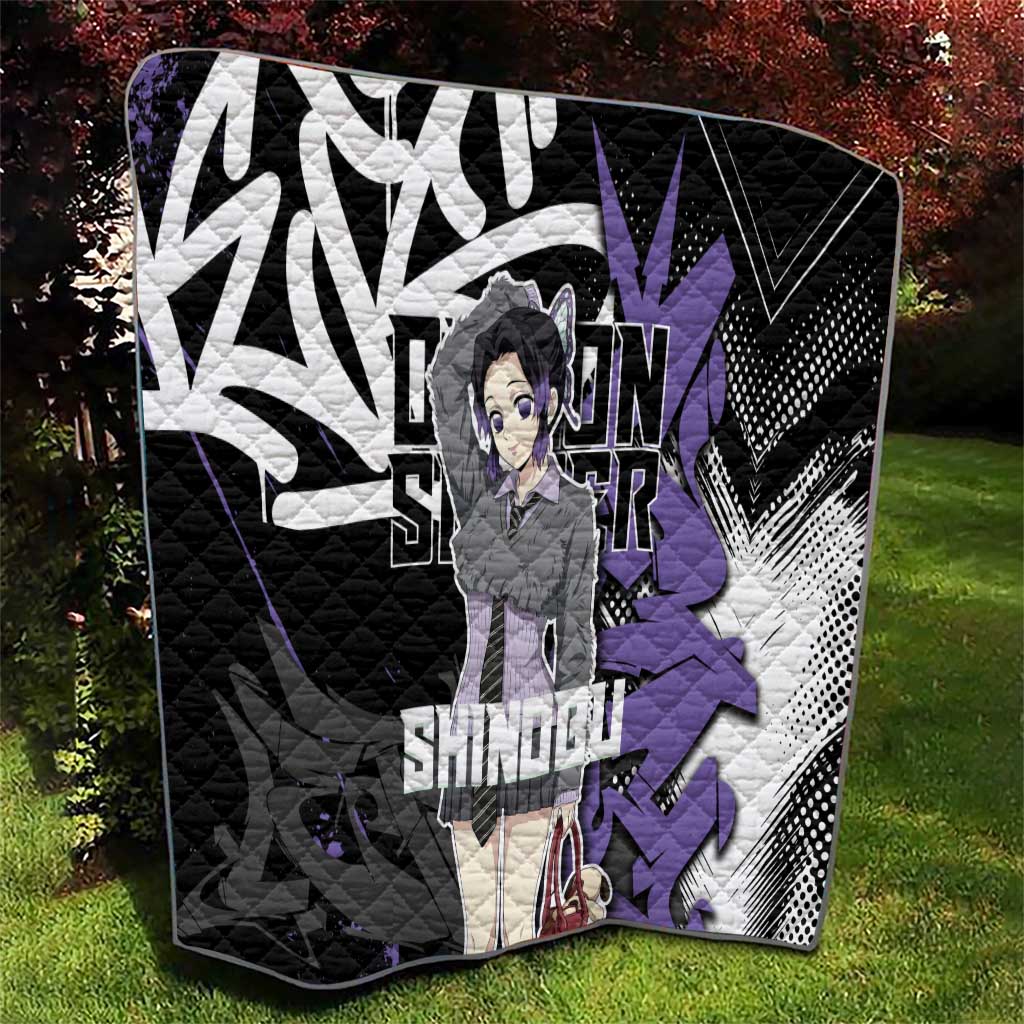 Kocho Shinobu Demon Slayer Quilt Purple & Black Graffiti Anime