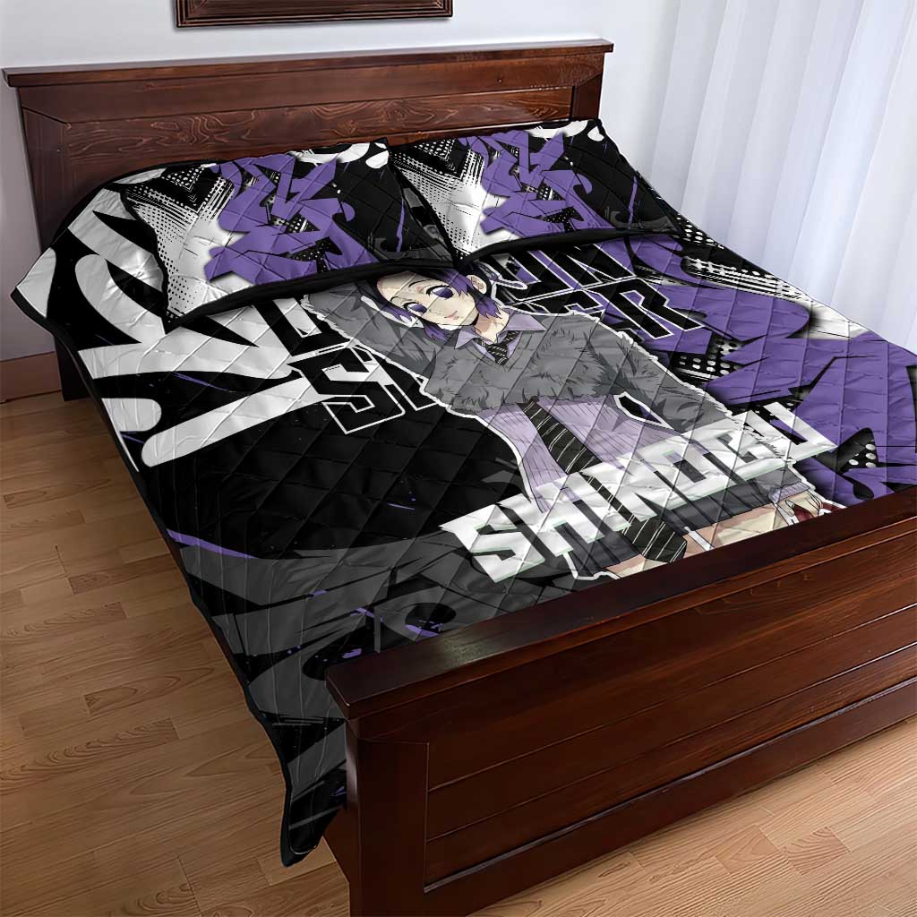 Kocho Shinobu Demon Slayer Quilt Bed Set Purple & Black Graffiti Anime