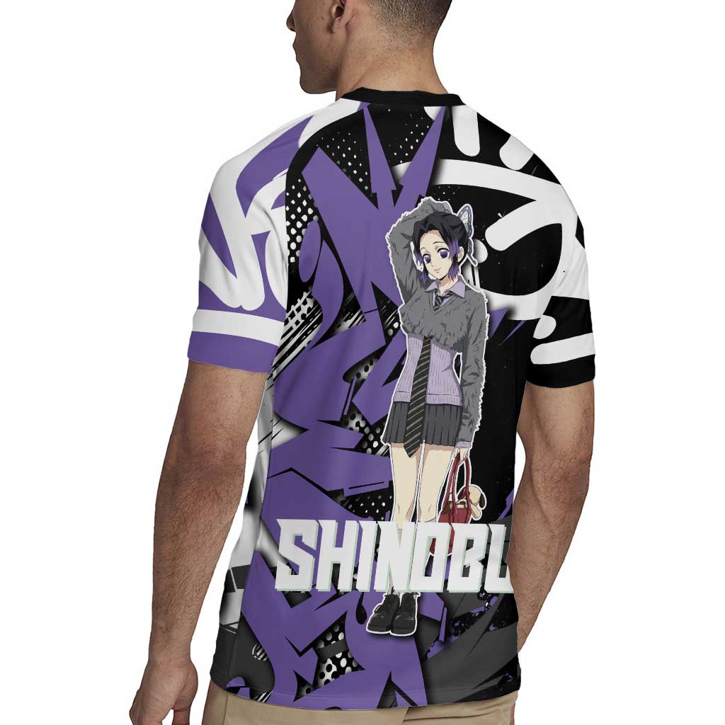 Kocho Shinobu Demon Slayer Rugby Jersey Purple & Black Graffiti Anime