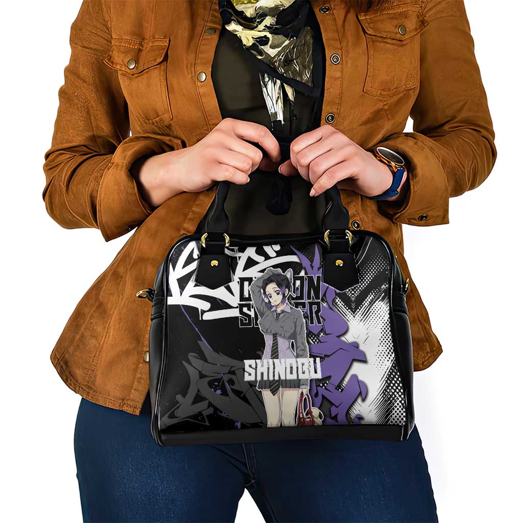 Kocho Shinobu Demon Slayer Shoulder Handbag Purple & Black Graffiti Anime