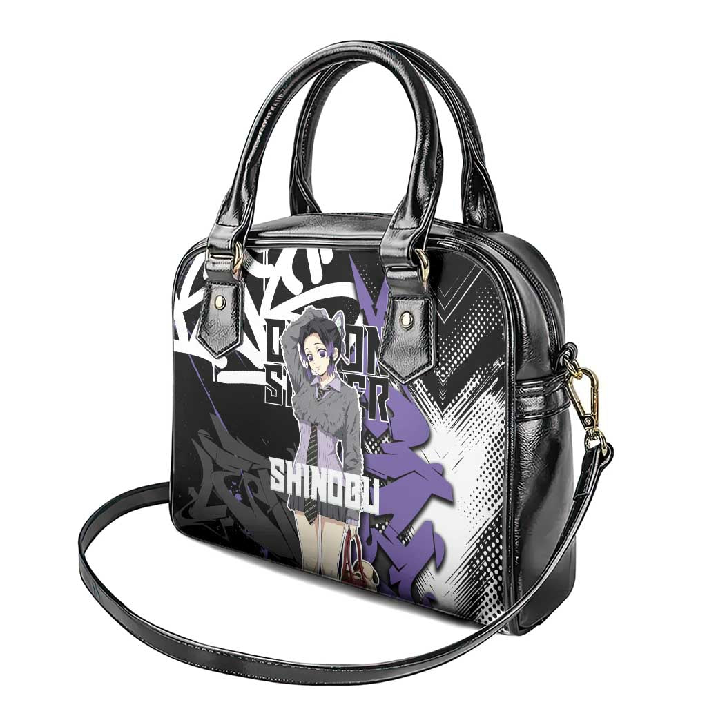 Kocho Shinobu Demon Slayer Shoulder Handbag Purple & Black Graffiti Anime