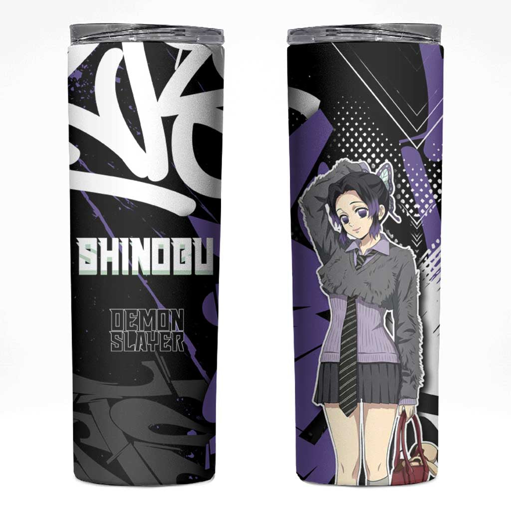 Kocho Shinobu Demon Slayer Skinny Tumbler Purple & Black Graffiti Anime